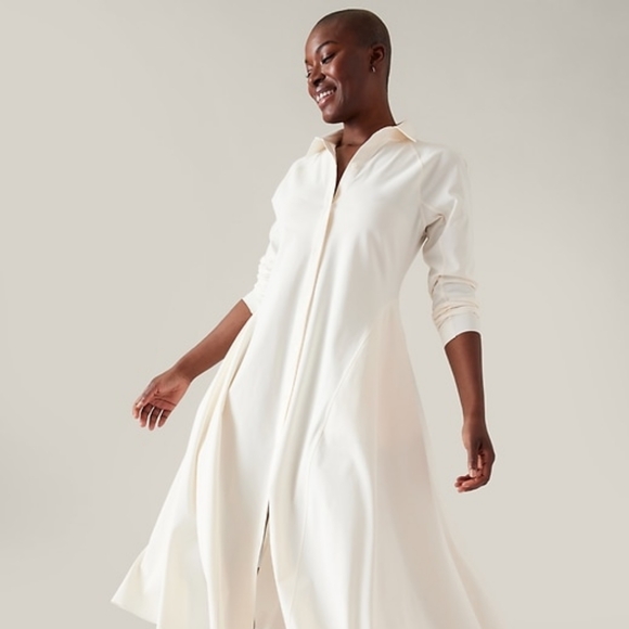 NWT Athleta | Cosmic Layer Midi Dress Magnolia White, Womens 1X - Picture 2 of 10